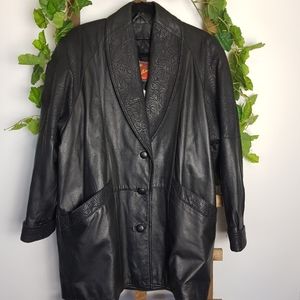 ❤ Vintage 90s Leather Jacket Silk Lining Sz S